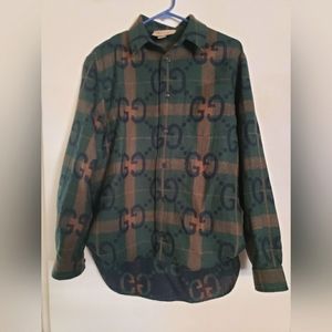 JUMBO GG CHECK WOOL SHIRT